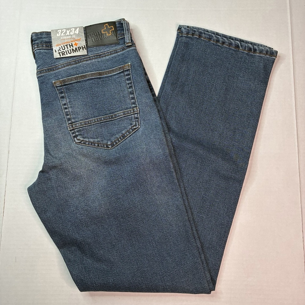 Truth + Triumph Straight Regular Fit Jeans Men's Size 32x34 Blue Ultra Stretch